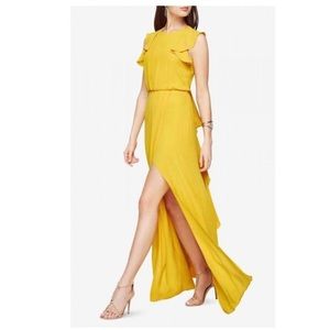 BCBGMAXAZRIA Angelika Ruffled Dress Yellow 12